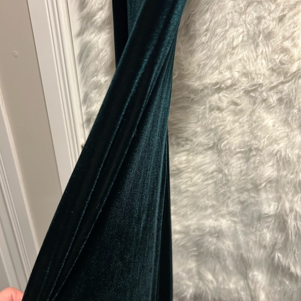 Elegant Vintage Emerald/Forest Green Velour Maxi Holiday Party Dress